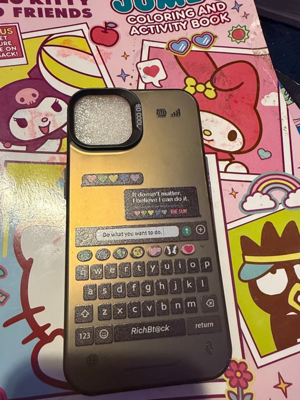 SHEIN Metallic Gold Glitter Keyboard iPhone Case